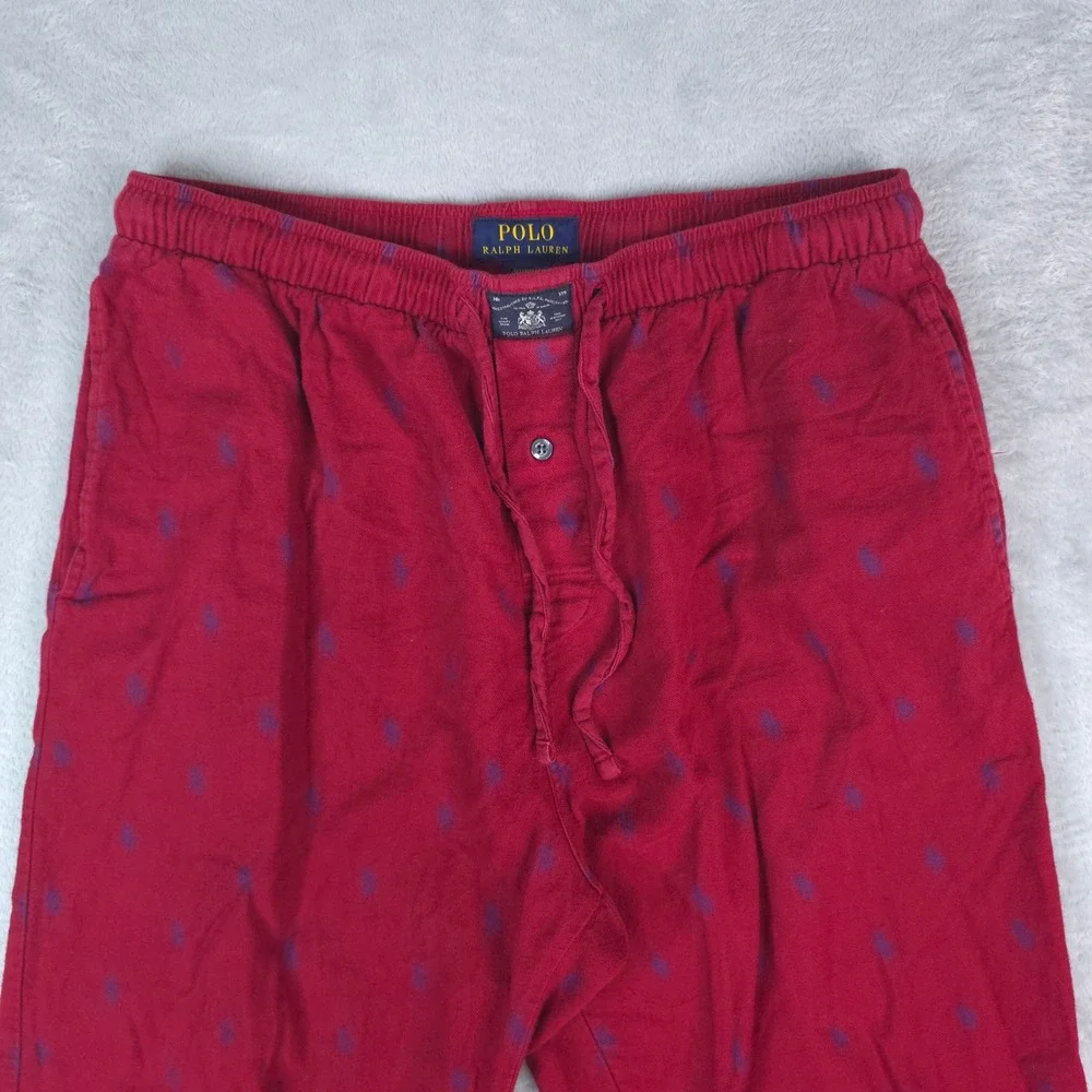 Polo Ralph Lauren Pajama Pants Mens M‎ Red All Over Pony Logo Cotton Sleepwear